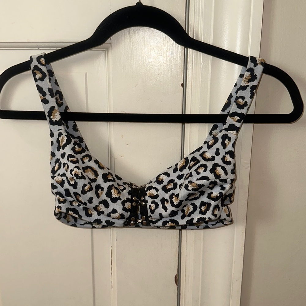 Blue life leopard print swimsuit top size S